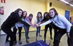 Idoia, de Emagin y quien impartió el taller en la UPNA, junto a las participantes Claudia Rodríguez, Nahia Irurita, Amaia Oroquieta y Maider Aramburu.