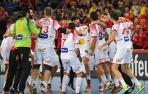 Los jugadores de la selección española celebran el triunfo ante Francia en la semifinal