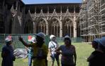 Las obras de restauración del claustro de la Catedral de Pamplona llegan a su ecuador