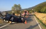 Cuatro heridos en Bidaurreta tras un volcar un coche cuyo conductor doblaba la tasa