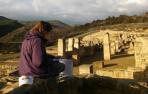 Trabajos de medición y estudio en el foro romano de Santa Criz de Eslava