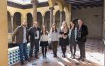 De izquierda a derecha: Marco Tadeo Bermúdez, José Ramón Mora Martínez, Abigail Montserrat Molina, Rocío Daniela Treviño, María Bonilla Hernández, Jocelyn Carrete Corral y Luis J. Fernández Rodríguez, este martes en la sede del centro asociado de la UNED de Tudela.