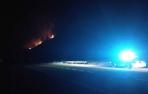 El incendio que ha obligado a cortar la N-121 a la altura de la localidad de Berroeta.