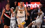 Juancho Hernangomez, tras anotar un triple.