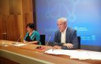 María Solana y Mikel Aranburu, tras la sesión de Gobierno.