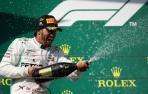 Lewis Hamilton celebra su victoria en el Gran Premio de Hungría.