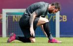 Messi, en el entrenamiento del Barcelona.