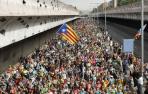Huelga general y marchas independentistas en Barcelona