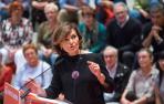 La vicepresidenta del gobierno de España, Carmen Calvo, hoy en Santander en un acto de precampaña en el Palacio de Festivales de Santander.