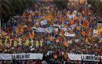 Miles de personas se manifiestan en Barcelona contra la sentencia del procés