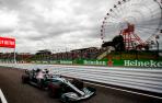 El coche de Hamilton en la primera sesión de entrenamientos libres del Gran Premio de Japón