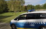 Coche de la Policía Municipal en la Vuelta del Castillo de Pamplona