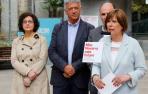 La candidata a la Presidencia de Navarra, Uxue Barkos, en un acto electoral de Geroa Bai