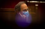 El presidente de la Generalitat, Quim Torra, durante el inicio de la sesión del pleno extraordinario del Parlamento de Cataluña.
