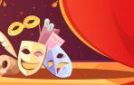 Imagen de máscaras y otros objetos típicos del mundo del teatro y las artes escénicas