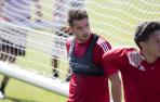 Jony, en su primer entrenamiento con Osasuna.