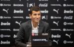 Javi Gracia, en la sala de prensa del Valencia.