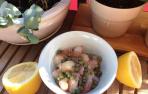 Tartar de gambones con alcaparras