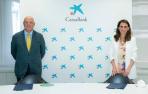 Javier Taberna, presidente de la Cámara Navarra, e Isabel Moreno, directora territorial Ebro de CaixaBank, en la firma del convenio