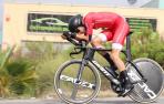 Igor Arrieta, en pleno esfuerzo durante el campeonato de España contrarreloj, este viernes en tierras valencianas.