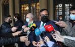 Los vicepresidentes José Mari Aierdi (Geroa Bai) y Javier Remírez (PSN), tras la reunión con Bildu
