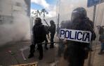 Agentes de la Policía Nacional durante la manifestación de los trabajadores del metal