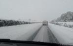 Nieve en la AP-15 a la altura de Carrascal dirección Pamplona