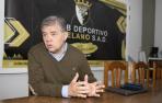 José Luis Pérez Lizar habla durante la entrevista en la oficina del estadio Ciudad de Tudela