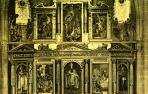 Fotografía del retablo mayor de Roncesvalles (1623) con la hornacina de la titular cerrada y velada