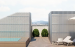 Solarium y piscina en el edificio de pisos de obra nueva de la calle Aralar, 7