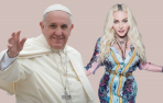 Montaje fotográfico de Madonna junto con el papa Francisco