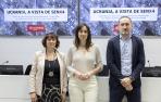 María Cabello, Isabel Goñi y Carlos Aranda, en la presentación del proyecto de Tracasa