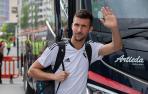 Oier Sanjurjo, en la llegada de Osasuna a El Sadar