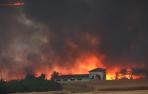 Establo cercano a Echarri que fue cercado por el fuego