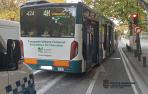 Imagen de la villavesa implicada en el accidente de este jueves en Pamplona