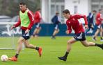 Budimir y Herrrando durante el entrenamiento en Tajonar