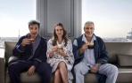 Los actores, durante el rodaje del anuncio