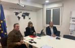 La consejera de Relaciones Ciudadanas, Ana Ollo, junto al director general de Acción Exterior, Sergio Pérez, y el director del servicio Cooperación Interregional y Ciudadanía Exterior, Peio Pellejero.