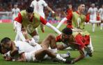 Celebración de uno de los goles de Marruecos