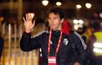 Lucas Torró, a la llegada del equipo a El Sadar