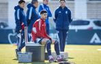 Nacho Vidal durante la última sesión de entrenamiento en Tajonar