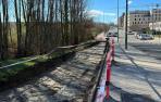 Parte de los trabajos para el carril bici en el llamado anillo de Sarriguren, rodeando la Ecociduad
