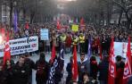 Manifestación por la ‘Dignificación de los servicios públicos’ durante la jornada de huelga de ayer en la Administración foral.