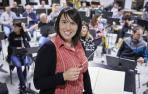 Isabel González Villar, unos instantes antes de comenzar el martes el primero de los tres ensayos con los músicos de La Pamplonesa para el concierto del 21 de marzo