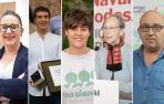 Esther Iso es la candidata del PSN, Xabier Alcuaz, candidato de EH Bildu, Goizeder Juango es la cabeza de lista de IT, Amaia Jaurrieta, candidata de Geroa Bai, Karlos Montoya, de Contigo Navarra