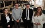 Desde la izquierda, Ana Yerro (Institución Futuro), Ángel Chocarro (Colegio de Economistas), José Miguel Ancín (Deloitte)  e Idoia Zabaleta (UPNA), en la redacción de Diario de Navarra