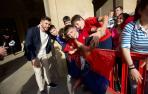 Los capitanes de Osasuna, aclamados por los aficionados