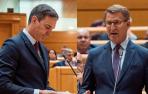 Pedro Sánchez y Alberto Núñez Feijóo durante el pleno del Senado