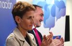 María Chivite y Javier Esparza aplauden tras el debates electoral
