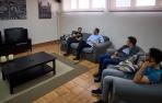 De izquierda a derecha: Manuel Torralba, Juan Terrés, Ion Díaz y Andoni Gaztaminza en la sala de estar del Seminario.